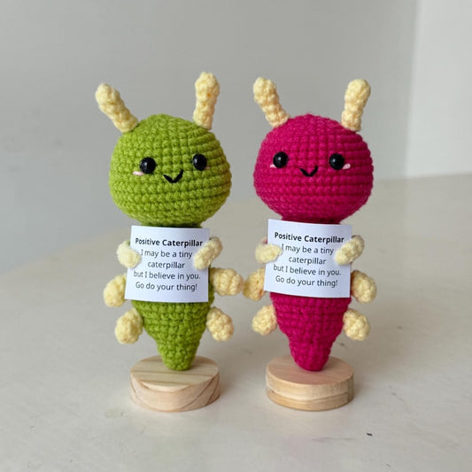 Crochet Caterpillar Positive With Desk Decorations, Supportive Caterpillar Plush, Birthday Gift, Gifts For Children Family Friend Coworkers