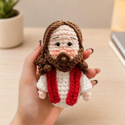 Crochet Jesus Car Hanging, Christian Rearview Mirror Hanging, Handmade Faith Gift, Jesus Amigurumi, Religious Gift, Church Friend Gift
