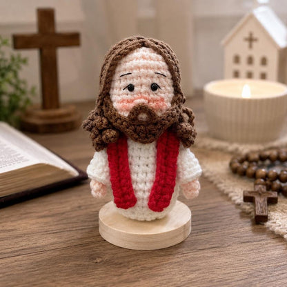 Crochet Jesus Doll with Custom Message Card - Handmade Jesus Amigurumi, Christian Encouragement Gift, Faith Gift, Church Friend Gift