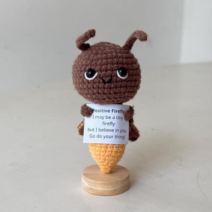 Crochet Firefly Positive With Desk Decorations, Emotional Support Firefly Plush, Birthday Gift, Gifts For Children Family Friend Coworkers