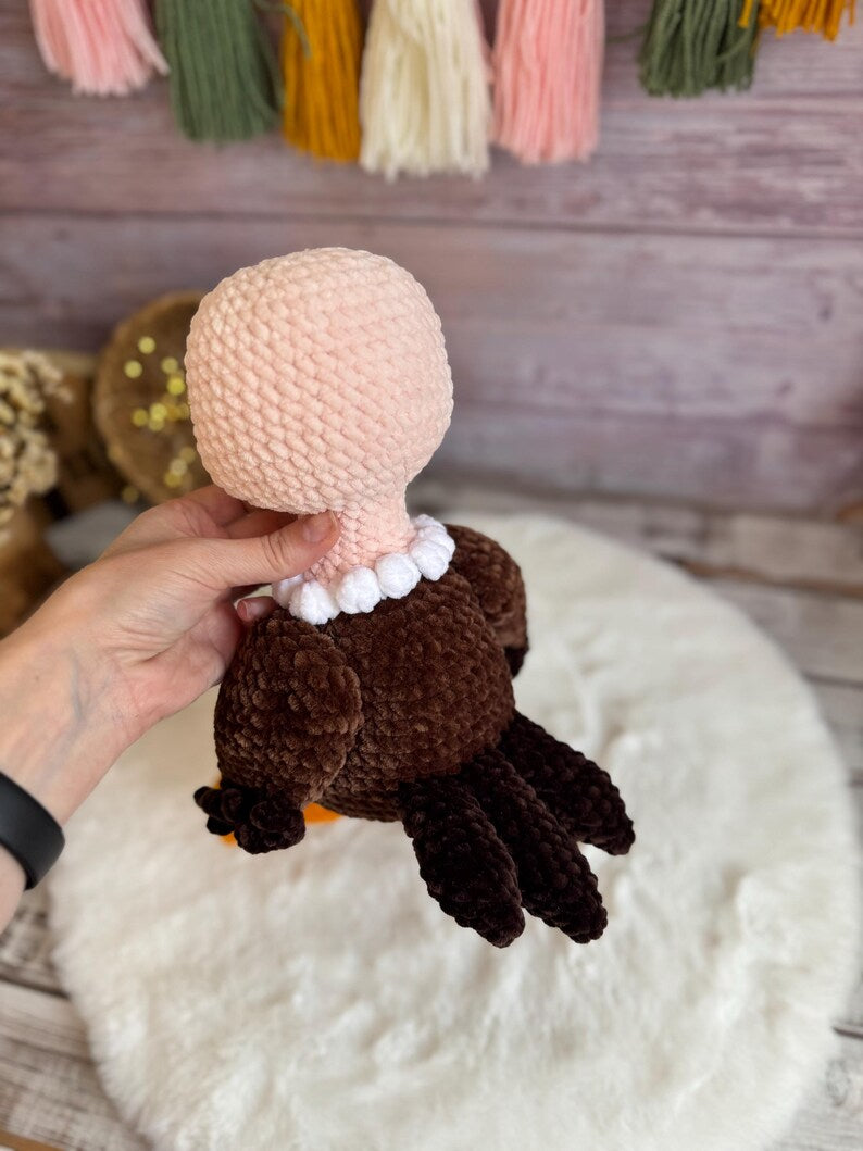 Crochet Vulture Plush, Amigurumi Vulture, Gothic Bird Decor, Funny Scavenger Bird, Wildlife Gift, Bird Lover Gift