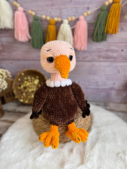 Crochet Vulture Plush, Amigurumi Vulture, Gothic Bird Decor, Funny Scavenger Bird, Wildlife Gift, Bird Lover Gift