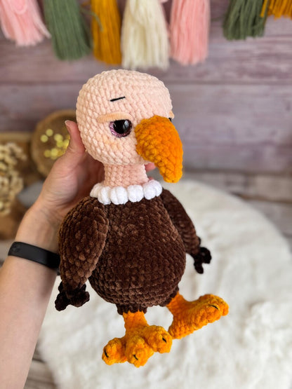 Crochet Vulture Plush, Amigurumi Vulture, Gothic Bird Decor, Funny Scavenger Bird, Wildlife Gift, Bird Lover Gift