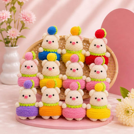 NEW - Crochet Pig Doll | Handmade Amigurumi Plush Toy | Cute Desk Decor Gift | Kawaii Crochet Animal for Girls