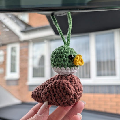 Rubber Duck Car Charm | Crochet Duck Rearview Mirror Accessories