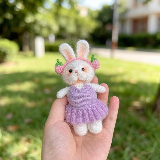 Hand Woven Strawberry Rabbit Figurine Wool Yarn Comfort Plaything Household Embellishment Nuptial Gathering Christmas Holiday Trinkets