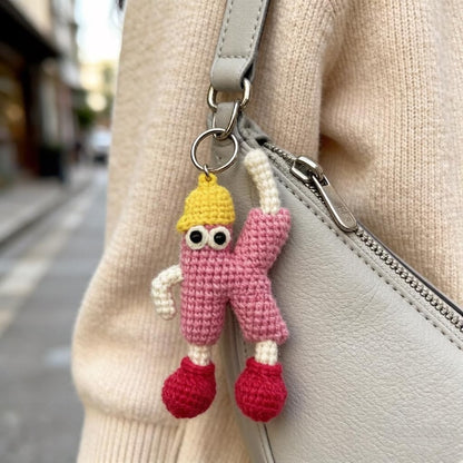 Artisan wool yarn letter K key charm, sack adornment, monogram dangling trinket, birthday milestone memento, Yuletide tote embellishment