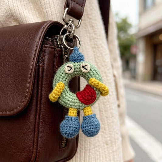 Artisan wool letter Q charm, keyring dangling trinket, purse ornamental accent, personalized initial ornament, Yuletide tote embellishment