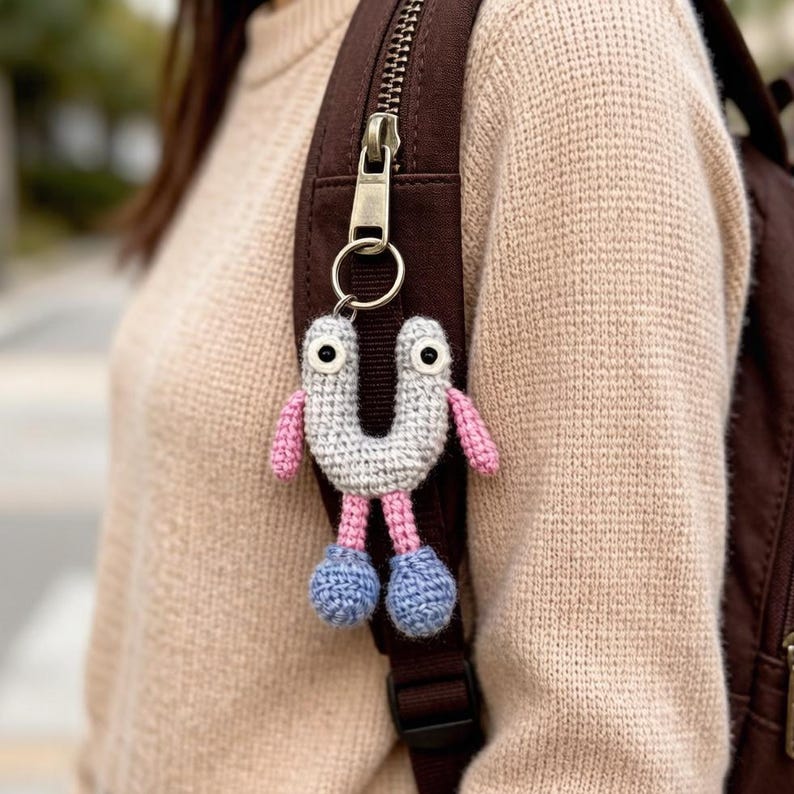 Artisan woven capital U charm, imaginative sack adornment, juvenile memento, couple monogram dangling trinket, Yuletide tote embellishment