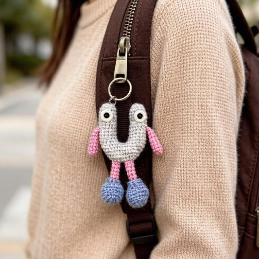 Artisan woven capital U charm, imaginative sack adornment, juvenile memento, couple monogram dangling trinket, Yuletide tote embellishment