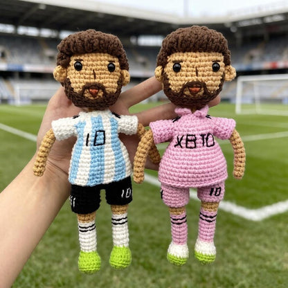 Hand Knit Messi Sculptures Soccer Enthusiast Keepsakes Desktop Base Embellishments Nuptial Gathering Partner Tokens Christmas Holiday Goods