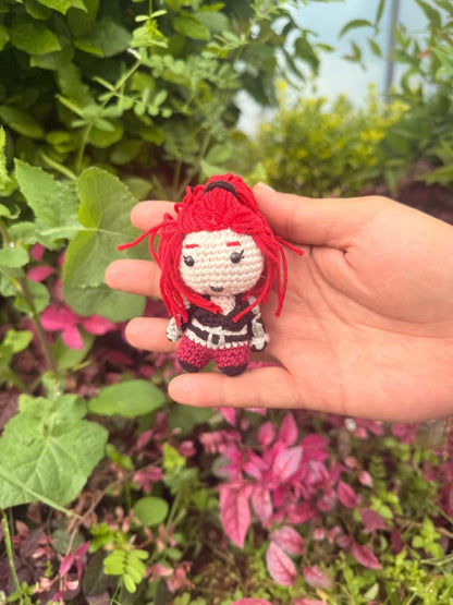 Mini Katarina Amigurumi Plush, League of Legends Crochet Doll, Chibi Figure (6-8 cm)