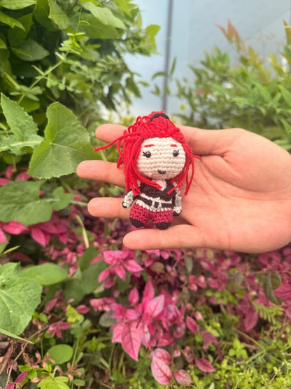 Mini Katarina Amigurumi Plush, League of Legends Crochet Doll, Chibi Figure (6-8 cm)