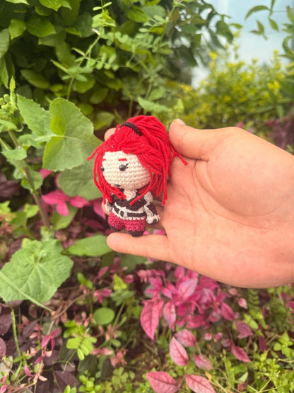 Mini Katarina Amigurumi Plush, League of Legends Crochet Doll, Chibi Figure (6-8 cm)