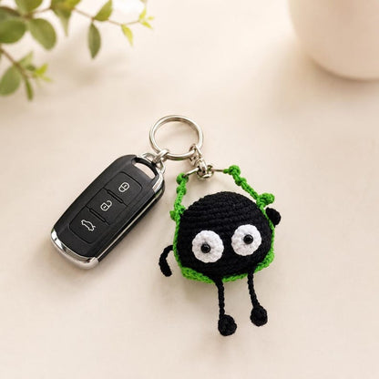 Soot Sprite Crochet Ornament | Handmade Car Mirror Charm | Kawaii Amigurumi Gift for Car Decor