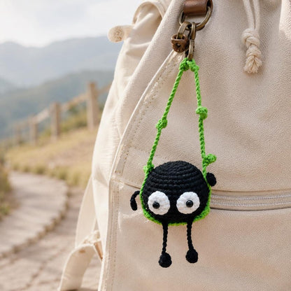 Soot Sprite Crochet Ornament | Handmade Car Mirror Charm | Kawaii Amigurumi Gift for Car Decor