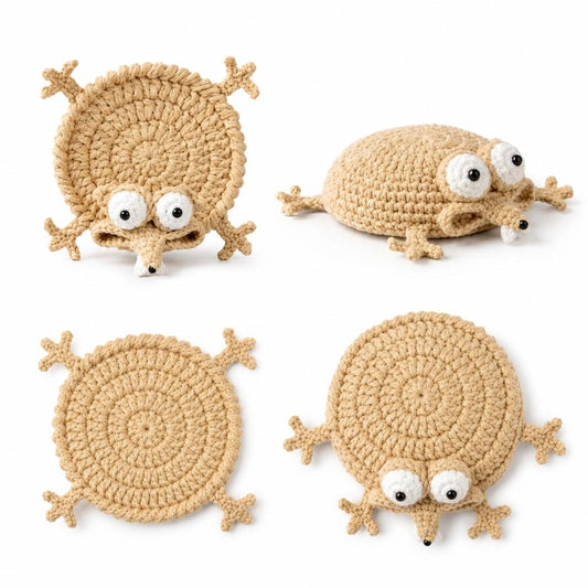 Crochet Mouse Coaster | Handmade Mouse Cup Mat | Cute Desk Decor, Kitchen Decor, Crochet Animal Gift