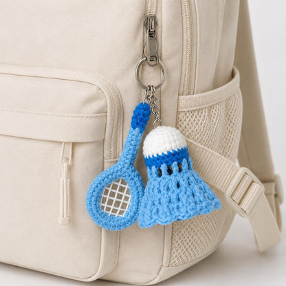 Crochet Badminton Keychain, Badminton Racquet Shuttlecock Pushie Sport Amigurumi, Badminton Team Gifts For Badminton Players