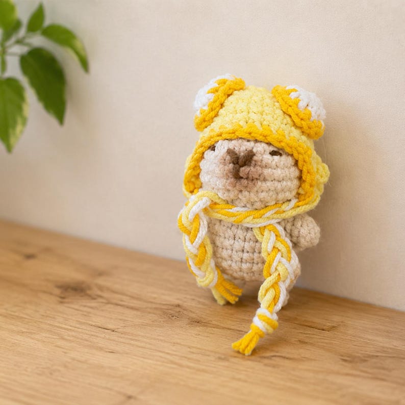 Crochet Capybara Keychain Spider Hat | Handmade Kawaii Capy Bag Charm, Funny Capybara Gift, Cute Animal Lover Keychain, Gift for Her