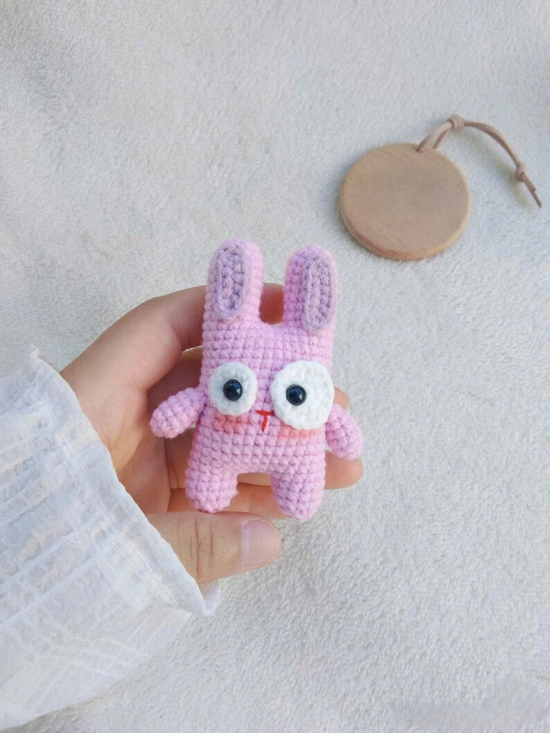 Misty Rabbit Crochet Keychain, Cute Bunny Amigurumi Charm, Handmade Kawaii Rabbit Plush, Backpack Bag Charm, Gift for Bunny Lovers