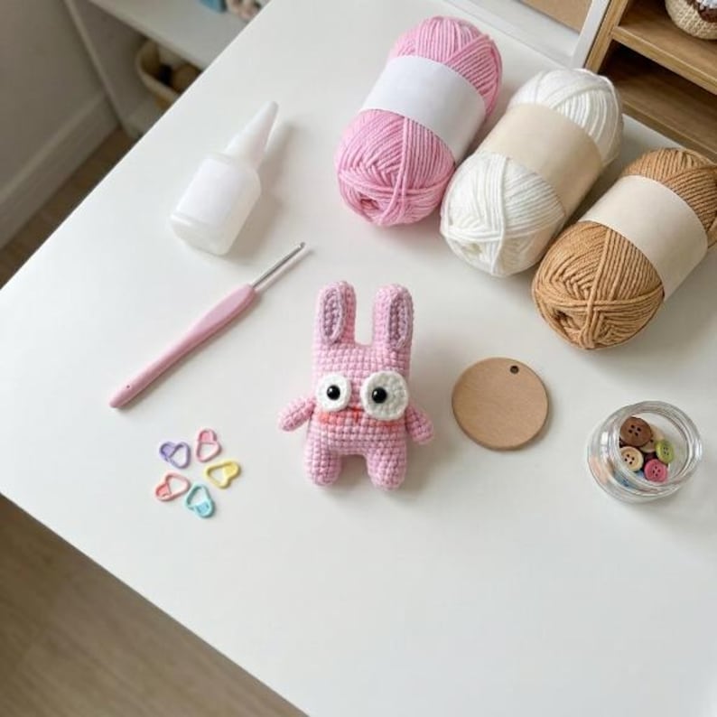 Misty Rabbit Crochet Keychain, Cute Bunny Amigurumi Charm, Handmade Kawaii Rabbit Plush, Backpack Bag Charm, Gift for Bunny Lovers