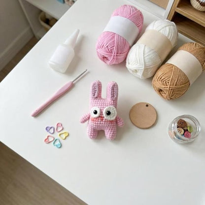 Misty Rabbit Crochet Keychain, Cute Bunny Amigurumi Charm, Handmade Kawaii Rabbit Plush, Backpack Bag Charm, Gift for Bunny Lovers