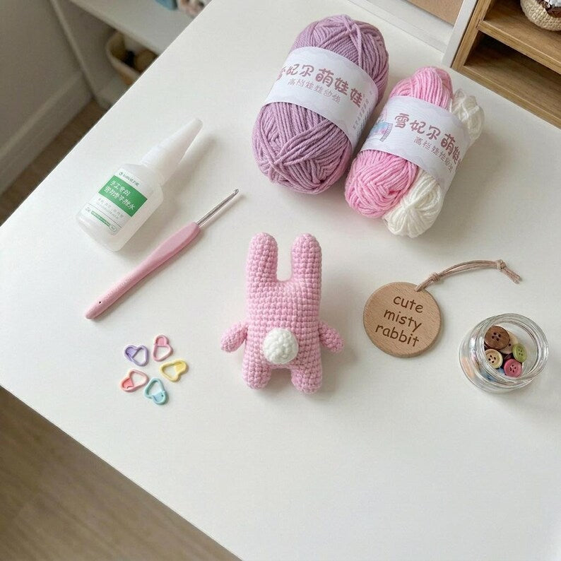 Misty Rabbit Crochet Keychain, Cute Bunny Amigurumi Charm, Handmade Kawaii Rabbit Plush, Backpack Bag Charm, Gift for Bunny Lovers