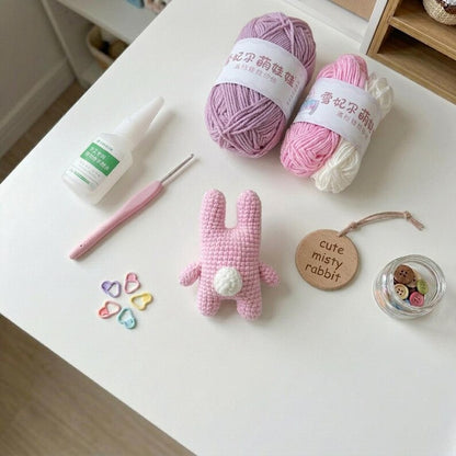 Misty Rabbit Crochet Keychain, Cute Bunny Amigurumi Charm, Handmade Kawaii Rabbit Plush, Backpack Bag Charm, Gift for Bunny Lovers