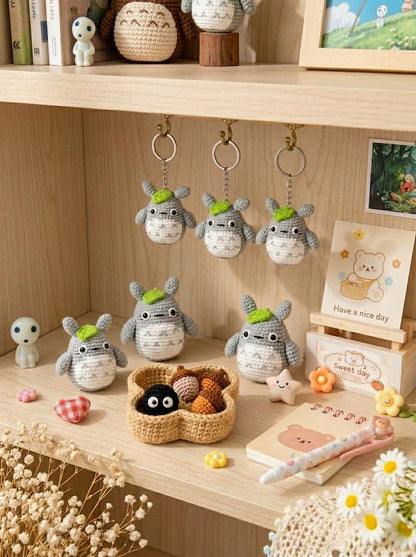 Cute Crochet Totoro Keychain, Amigurumi Forest Spirit Charm, Handmade Anime Inspired Keyring, Kawaii Animal Bag Charm, Cute Gift Idea