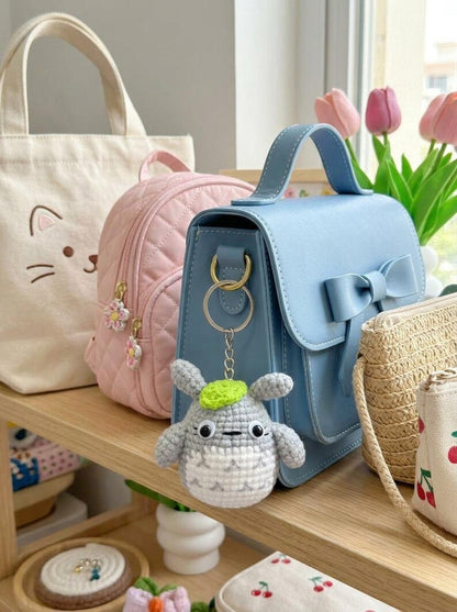 Cute Crochet Totoro Keychain, Amigurumi Forest Spirit Charm, Handmade Anime Inspired Keyring, Kawaii Animal Bag Charm, Cute Gift Idea
