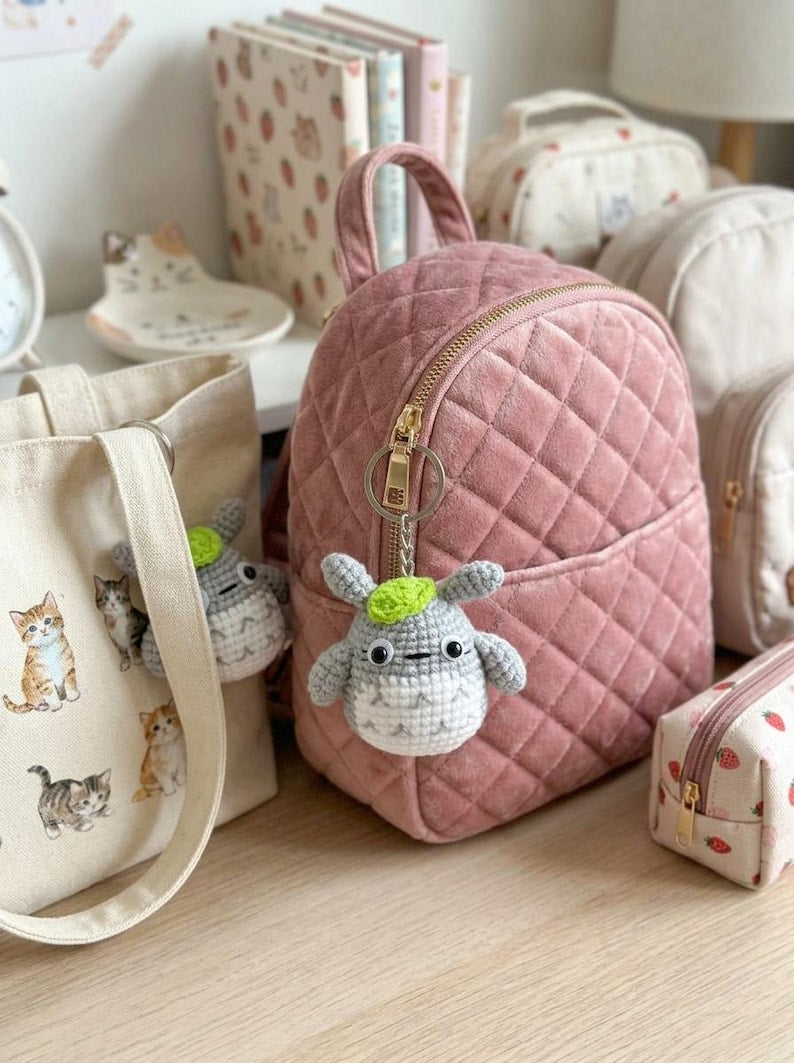 Cute Crochet Totoro Keychain, Amigurumi Forest Spirit Charm, Handmade Anime Inspired Keyring, Kawaii Animal Bag Charm, Cute Gift Idea
