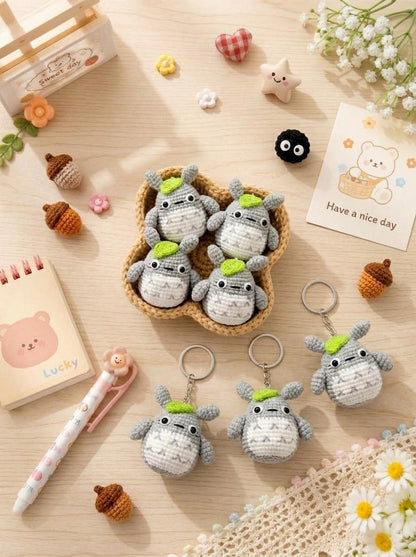 Cute Crochet Totoro Keychain, Amigurumi Forest Spirit Charm, Handmade Anime Inspired Keyring, Kawaii Animal Bag Charm, Cute Gift Idea