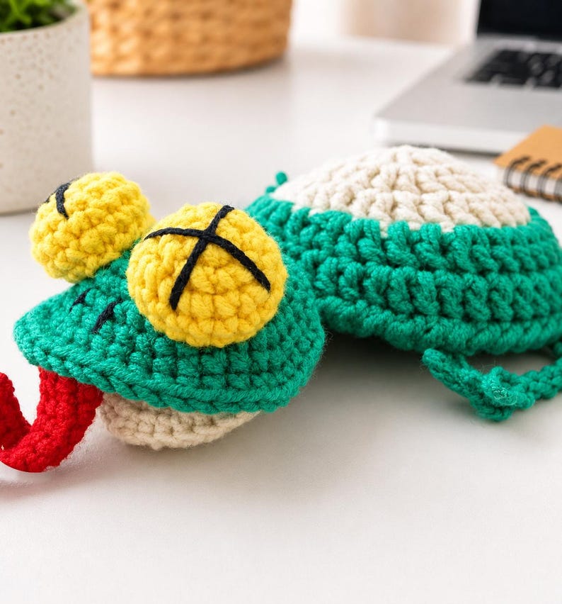 Crochet Lizard Coaster Mug Rug – Handmade Amigurumi Animal Cup Holder, Funny Green Reptile Coaster Desk Decor, Cute Handmade Drink Mat