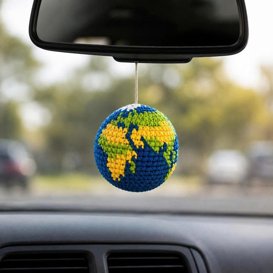 Mini Crochet Earth, Handmade Globe Plush, Cute Planet Ornament, Earth Lover Gift, Eco Friendly Decor