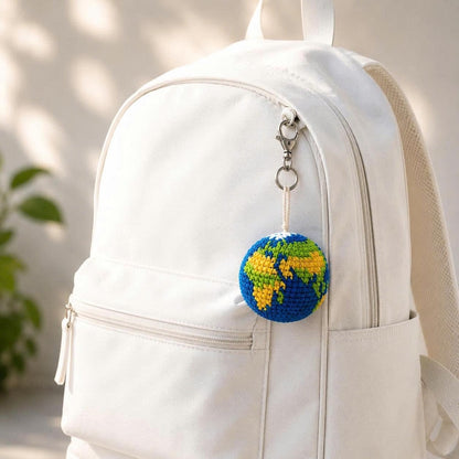 Mini Crochet Earth, Handmade Globe Plush, Cute Planet Ornament, Earth Lover Gift, Eco Friendly Decor