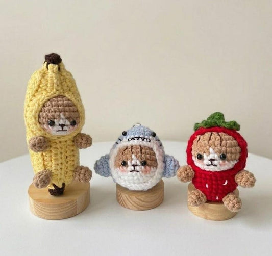 Handmade Cute Cat Crochet Keychain, Amigurumi Cat, Crochet Mini Cat Plush Plushie Toy Keychain, Cat Cute Gifts, Cute Bag Charm