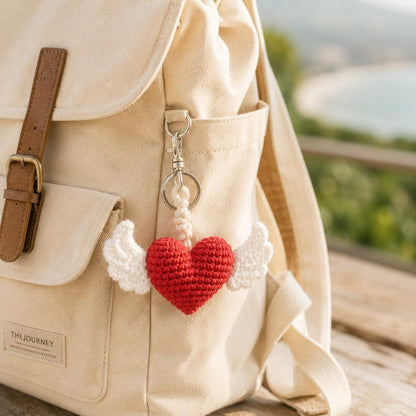 Crochet Heart Car Hanging, Handmade Amigurumi Heart Plush, Cute Rear View Mirror Charm, Kawaii Heart Decor, Birthday Gift for Her