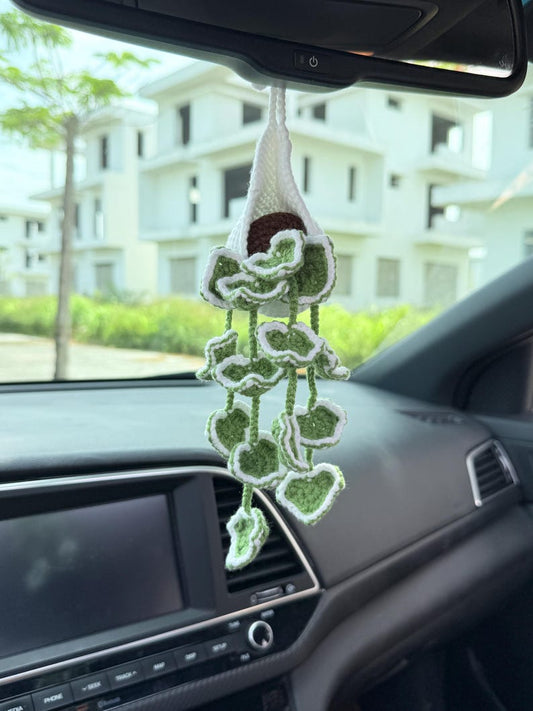Hedera Plant Basket Crochet, Plant Basket Decor, Hanging Plant For Car, Hanging Basket Gift For Her