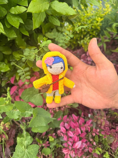 Coraline Yellow Raincoat Amigurumi Plush, Car Charm Accessory, Caroline Keychain