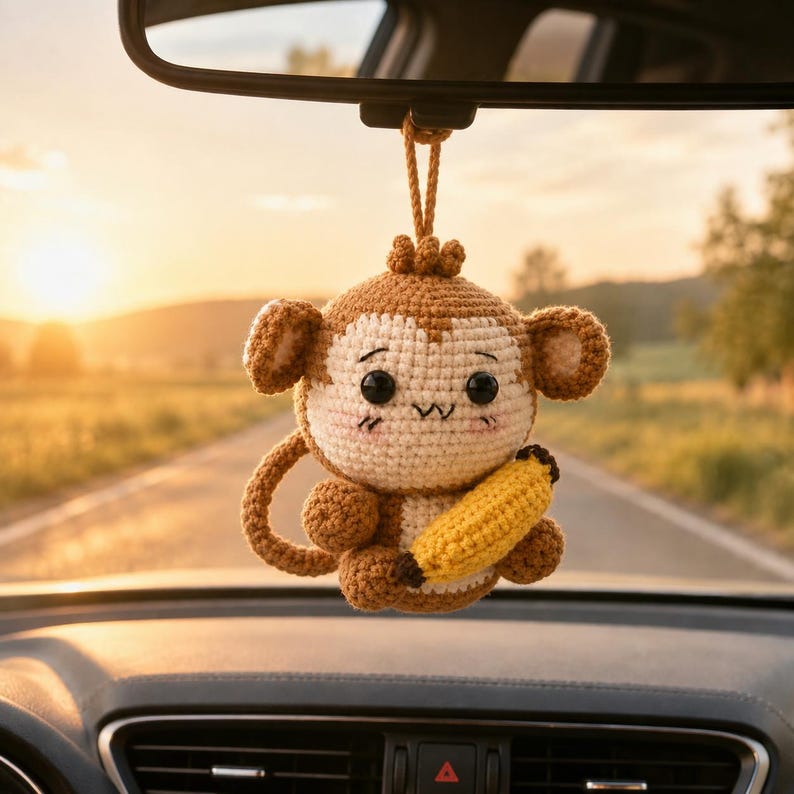 Monkey Amigurumi Crochet Toy | Handmade Banana Monkey Plush | Cute Desk Companion | Unique Gift for Friend