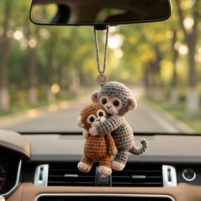 Crochet Mom & Baby Monkey Keychain, Handmade Amigurumi Monkey Bag Charm, Cute Animal Keychain, Mother’s Day Gift, Gift for Her