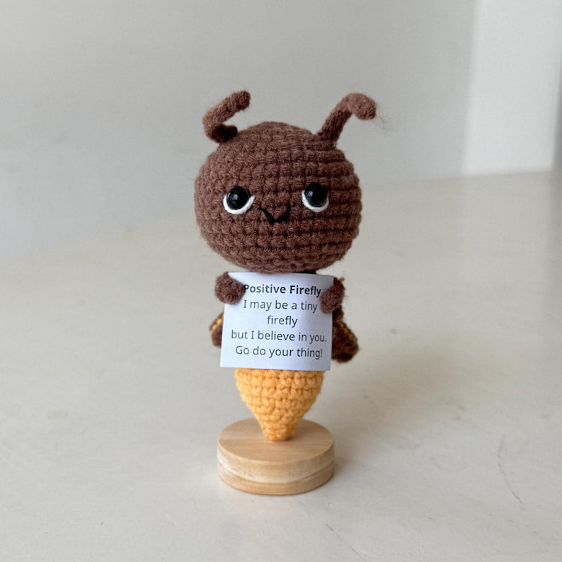 Crochet Firefly Positive With Desk Decorations, Emotional Support Firefly Plush, Birthday Gift, Gifts For Children Family Friend Coworkers