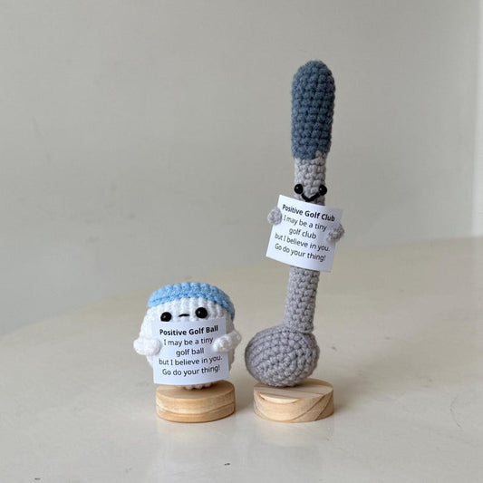Funny Positive Golf Ball, Knitted Golf Club With Positive Card, Cute Golf Ball Wool Inspirational, Cheer Up Gift For Golf Team Player
