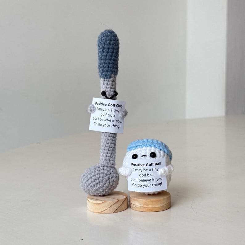 Funny Positive Golf Ball, Knitted Golf Club With Positive Card, Cute Golf Ball Wool Inspirational, Cheer Up Gift For Golf Team Player