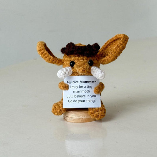 Crochet Mammoth Positive With Desk Decorations, Supportive Mammoth Plush, Birthday Gift, Gifts For Children Family Friend Coworkers