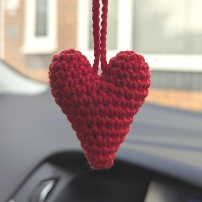 Crochet Heart Car Charm| Heart Rearview Mirror Hanger