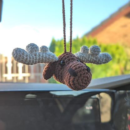 Crochet Moose Car Charm | Moose Rearview Mirror Hanger