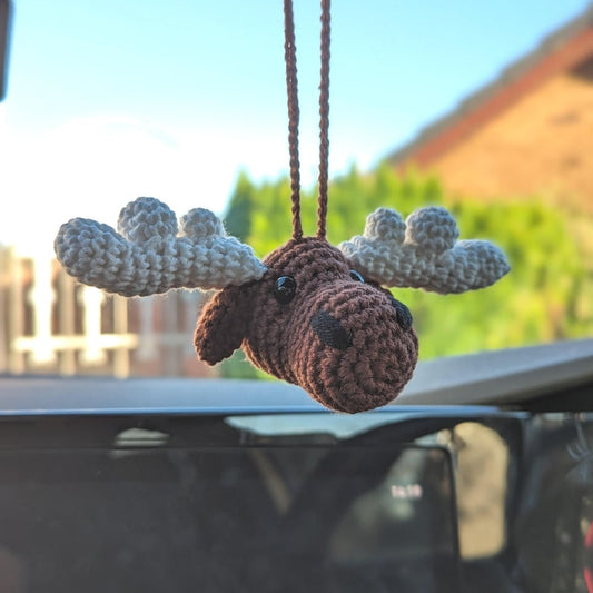 Crochet Moose Car Charm | Moose Rearview Mirror Hanger