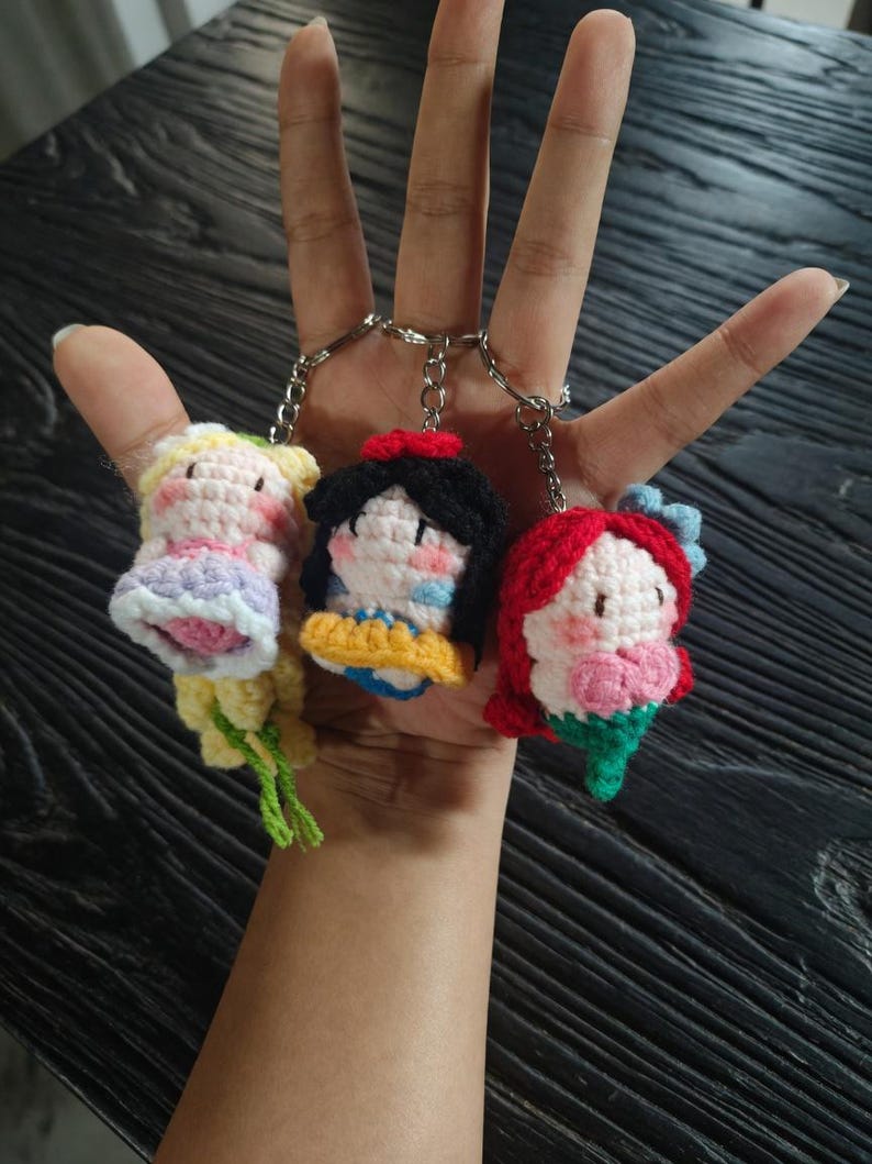 Mermaid Crochet Keychain | Cartoon Amigurumi Doll, Bag Charm, Princess Style Gift for Her