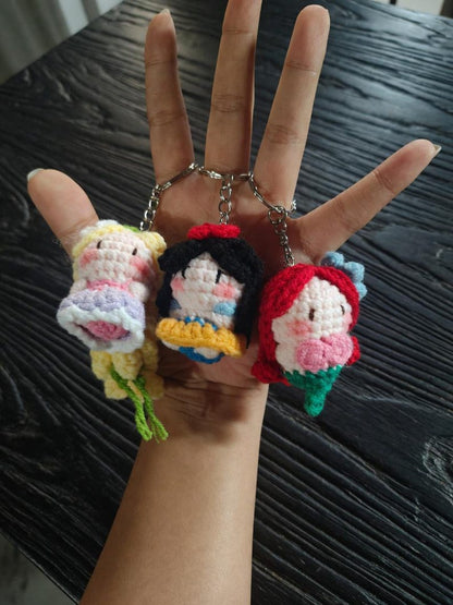 Mermaid Crochet Keychain | Cartoon Amigurumi Doll, Bag Charm, Princess Style Gift for Her